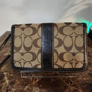 Coach Brown and Black Signature Crossbody Bag